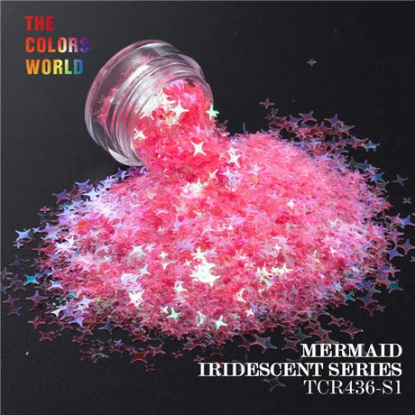 Mermaid Iridescent Rainbow Color Four Angle Stars