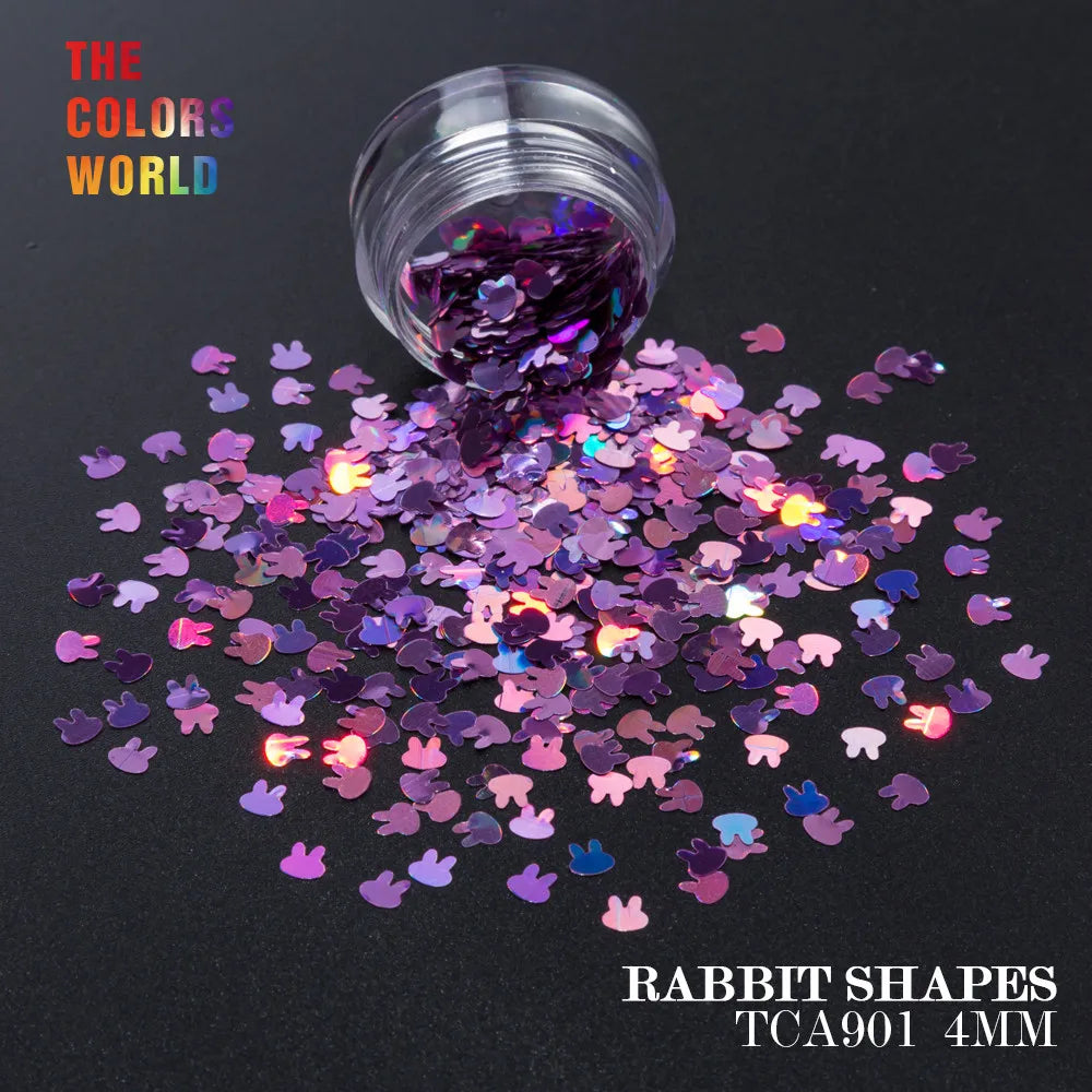 Holographic Color Rabbit Shape Mm Glitter Bunny