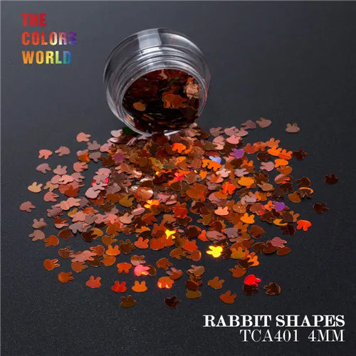 Holographic Color Rabbit Shape Mm Glitter Bunny