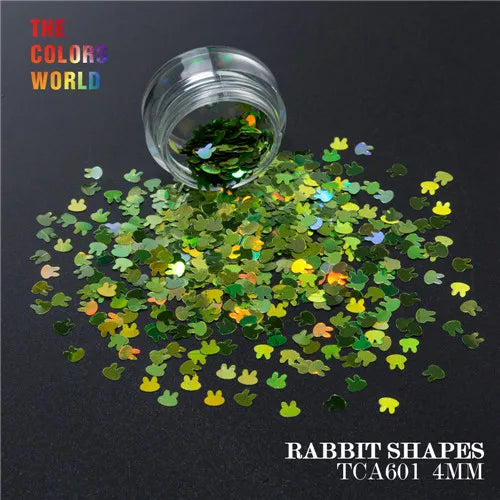 Holographic Color Rabbit Shape Mm Glitter Bunny