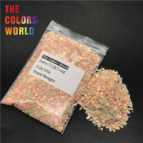 Hexagon Shape Mix Nails Glitter Nail Art
