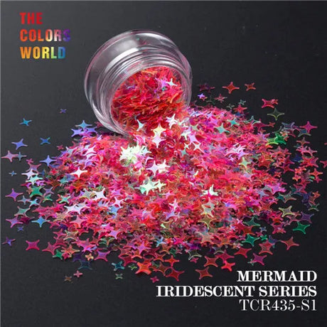 Mermaid Iridescent Rainbow Color Four Angle Stars