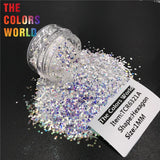 Tcra White Iridescent Rainbow Hexagon Shape Nails Glitter
