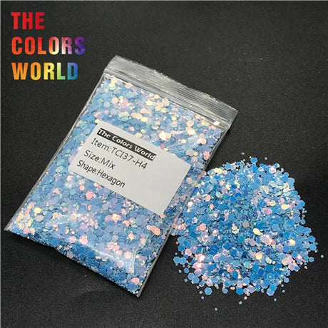 Hexagon Shape Mix Nails Glitter Nail Art