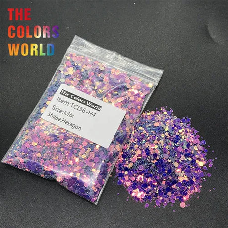 Hexagon Shape Mix Nails Glitter Nail Art