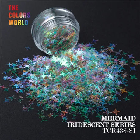 Mermaid Iridescent Rainbow Color Four Angle Stars