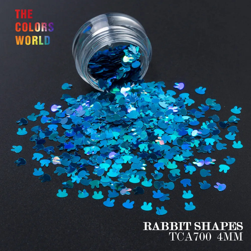 Holographic Color Rabbit Shape Mm Glitter Bunny