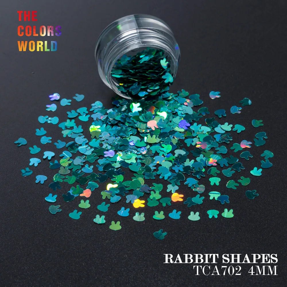 Holographic Color Rabbit Shape Mm Glitter Bunny