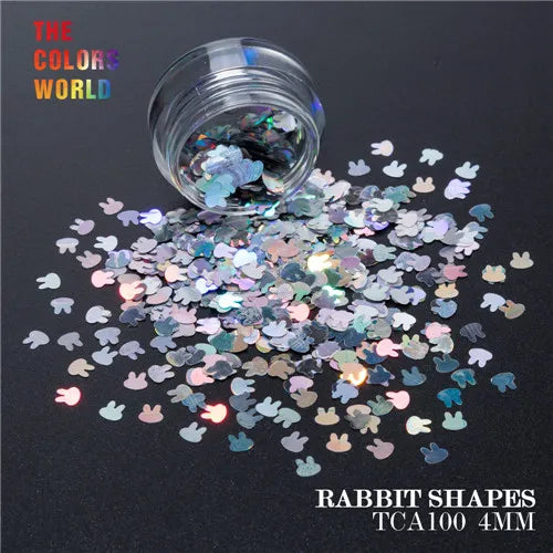 Holographic Color Rabbit Shape Mm Glitter Bunny