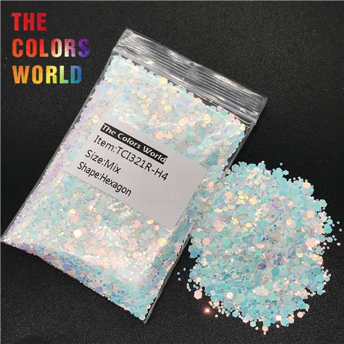 Hexagon Shape Mix Nails Glitter Nail Art