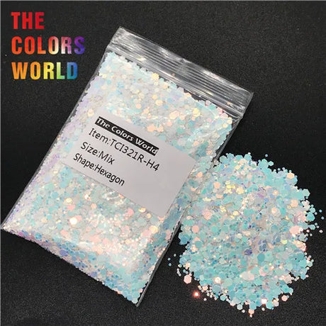 Hexagon Shape Mix Nails Glitter Nail Art