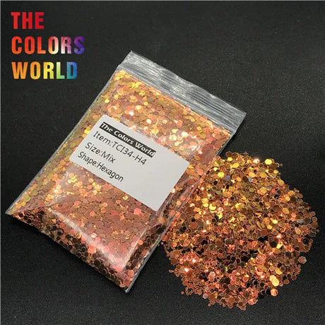 Hexagon Shape Mix Nails Glitter Nail Art