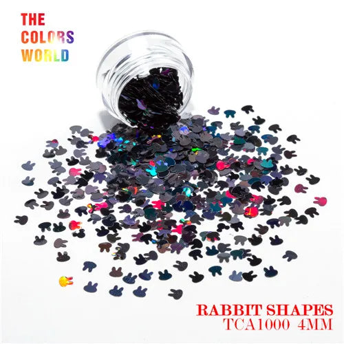 Holographic Color Rabbit Shape Mm Glitter Bunny