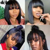 Debut Straight Bob Human Hair Wigs With Bangs