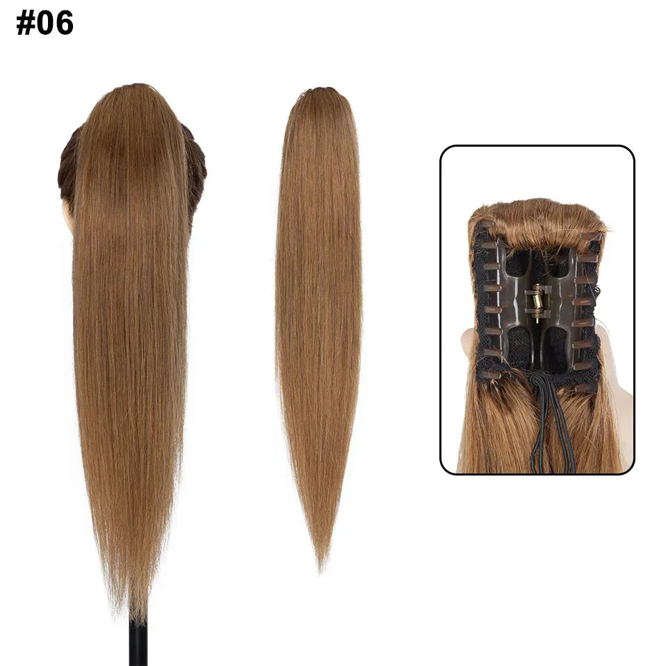 S-Noilite Ponytail Human Hair -Inches Claw Clip In