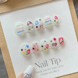 Handmade Kawaii Press On Nails Short Korean Partysu