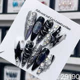 Handmade Yk Press On Nails Long Almond Punk