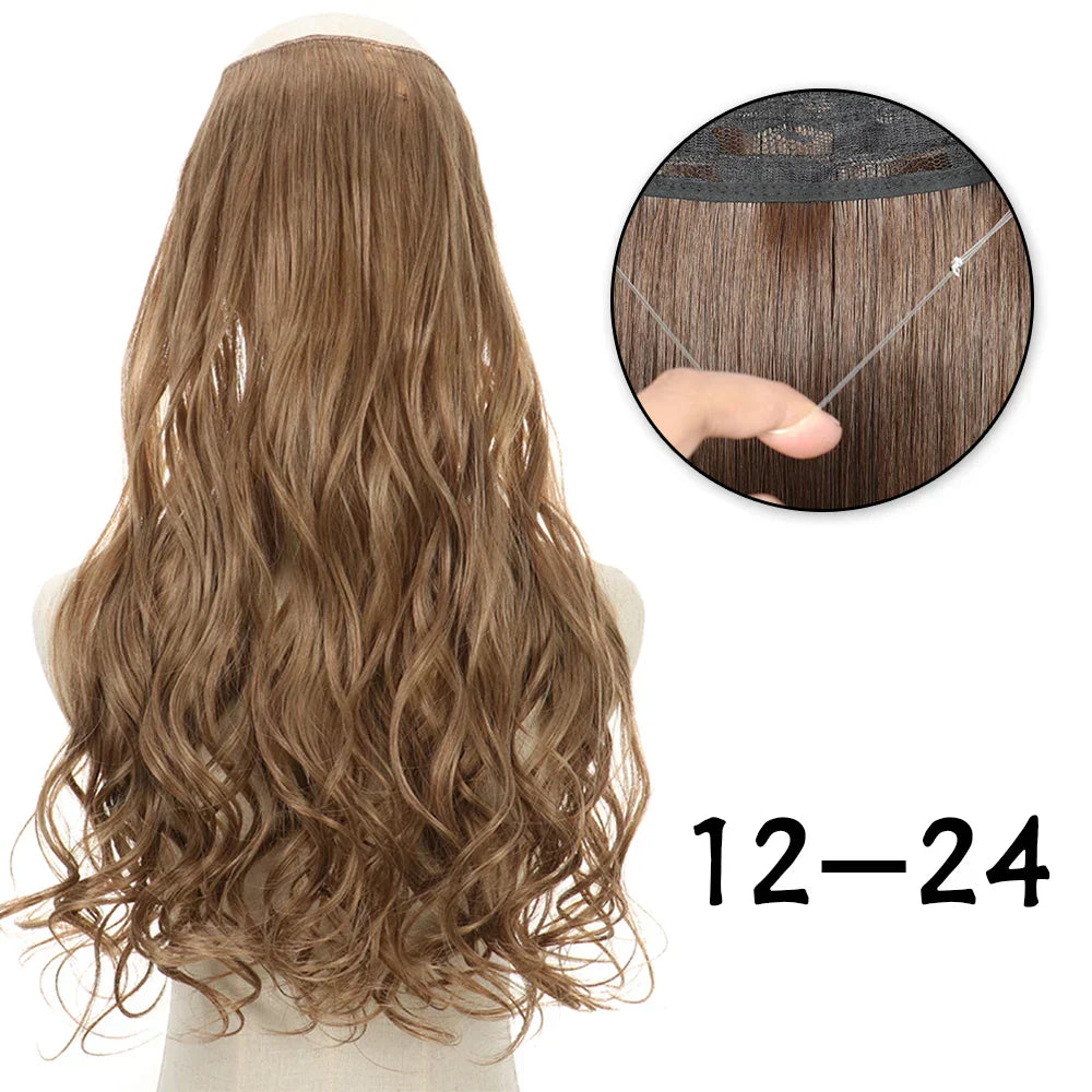 Hair Extensions No Clips Synthetic Fake Hair Ombre