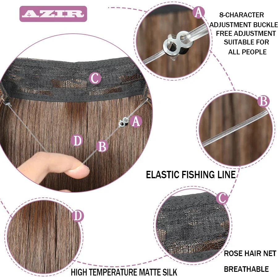Hair Extensions No Clips Synthetic Fake Hair Ombre
