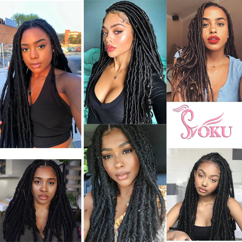 Soku Braided Wig Middle Part Lace Wig With
