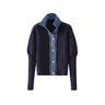 Korean Fashion Sweater Jacket Spring Autumn Denim Patchwork