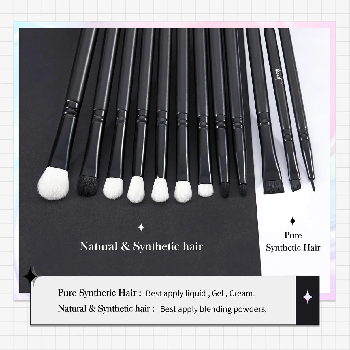 Jessup Eye Blending Eye Brushes Set, Natural-Synthetic
