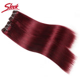 Sleek Brazilian Straight Hair Brown Color And Red