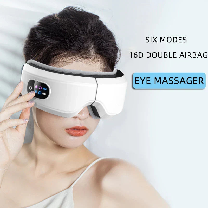 Heated Eye Massager - 16D Smart Airbag Vibration with Bluetooth