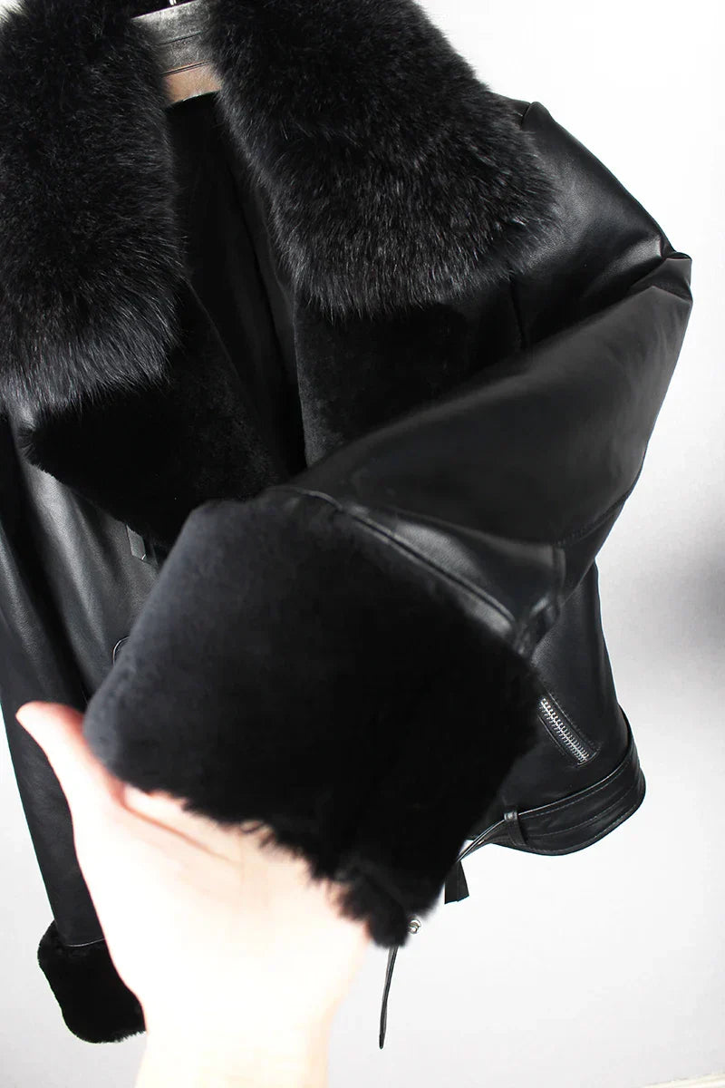 Winter Cotton Inside Thicker Warm Real Sheep Leather