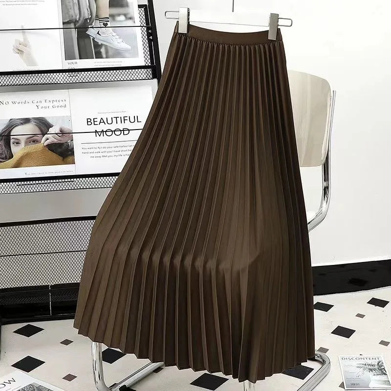 Hirsionsan Pleated Skirts Women Autumn New Korean Fashion