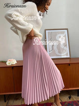 Hirsionsan Pleated Skirts Women Autumn New Korean Fashion