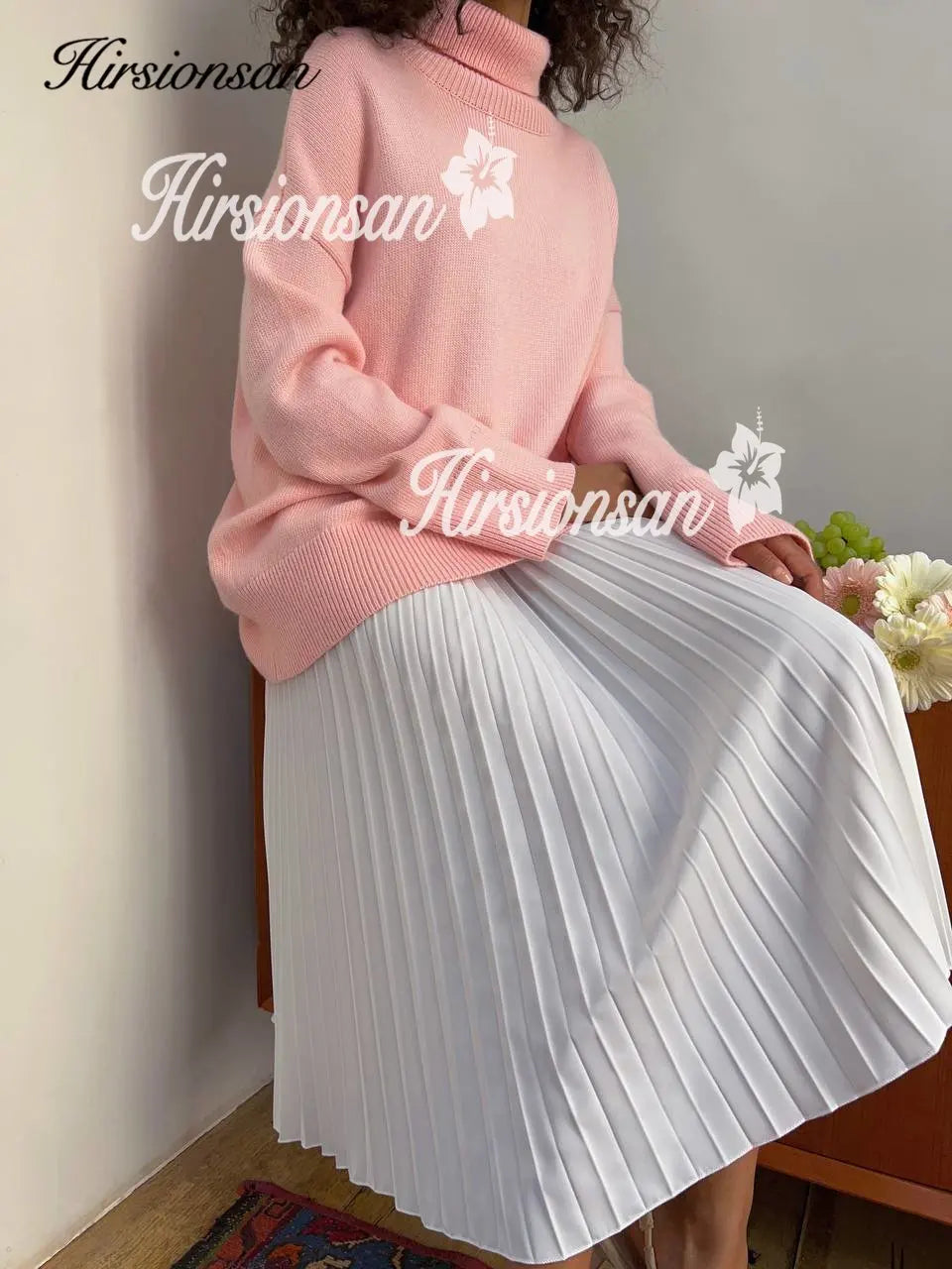 Hirsionsan Pleated Skirts Women Autumn New Korean Fashion