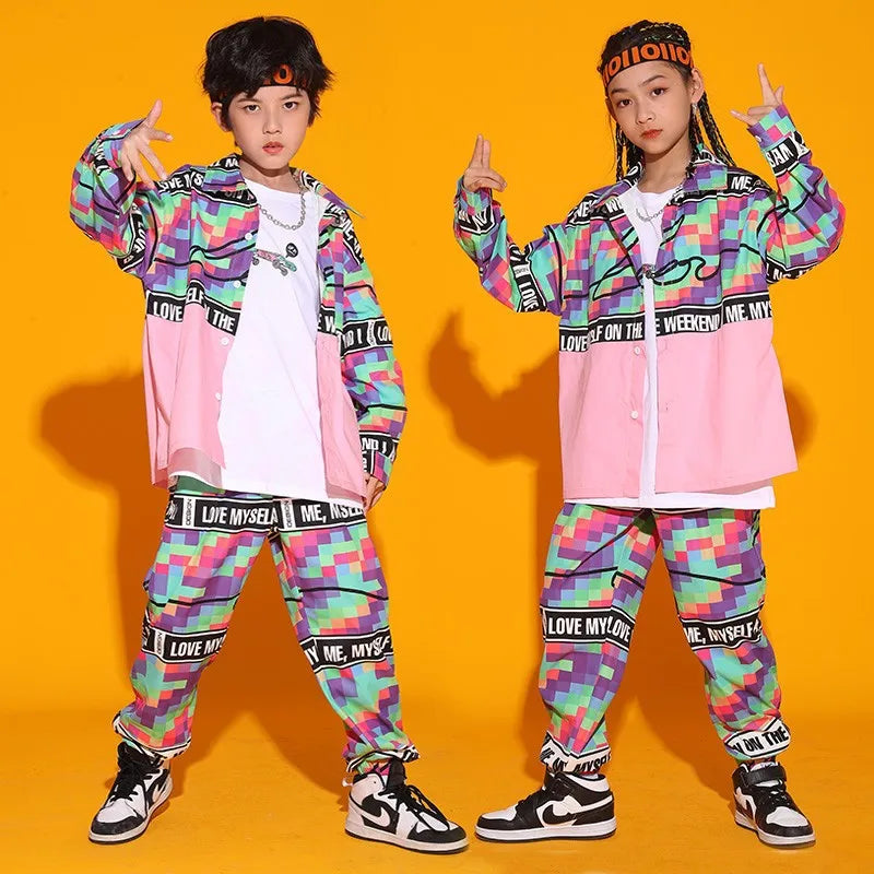Kid Cool Hip Hop Clothing Checkered Pink Shirt