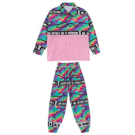 Kid Cool Hip Hop Clothing Checkered Pink Shirt