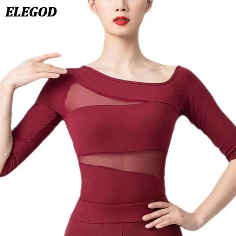 Ladies Dance Tops For Women Ballroom Latin Yoga