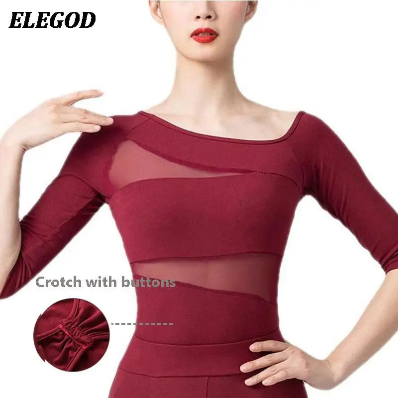 Ladies Dance Tops For Women Ballroom Latin Yoga