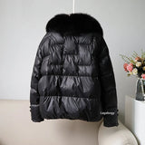 Lagabogy New Winter Women Real Fox Fur White