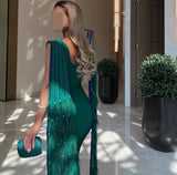 Luxury Mermaid Evening Dresses O-Neck Prom Dresses Feathers
