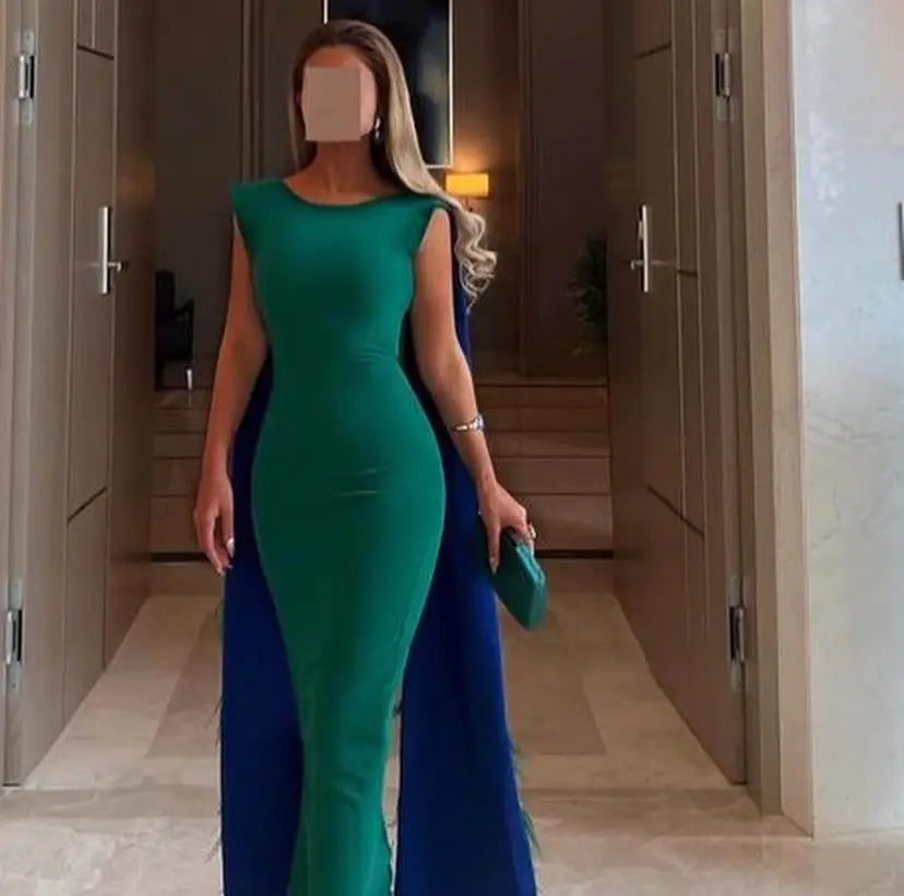 Luxury Mermaid Evening Dresses O-Neck Prom Dresses Feathers