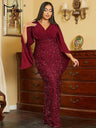 Missord Women Black Evening Dress Elegant V-Neck Flare