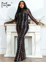 Missord Women Long Sleeve Dresses High Neck Sequins