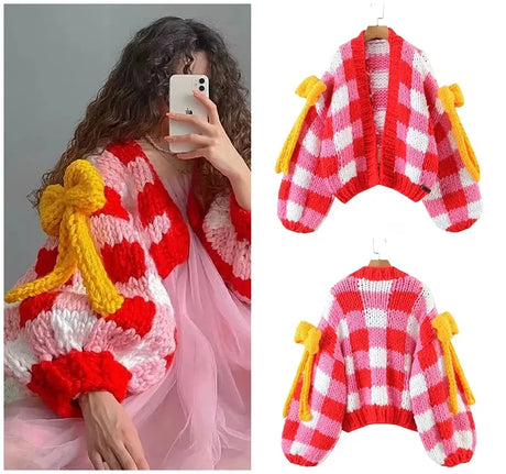 Mosimolly Cardigan Women Sweater Handmade Flower Sweater Cardigan