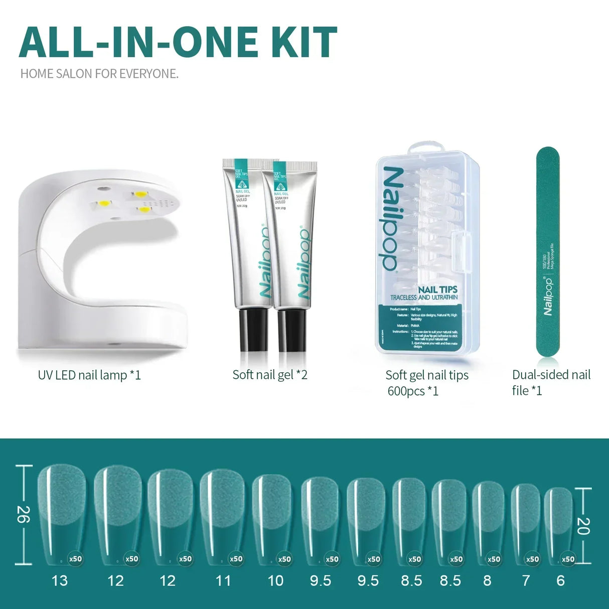Nailpop Nail Tips And Glue Gel Nail Kit