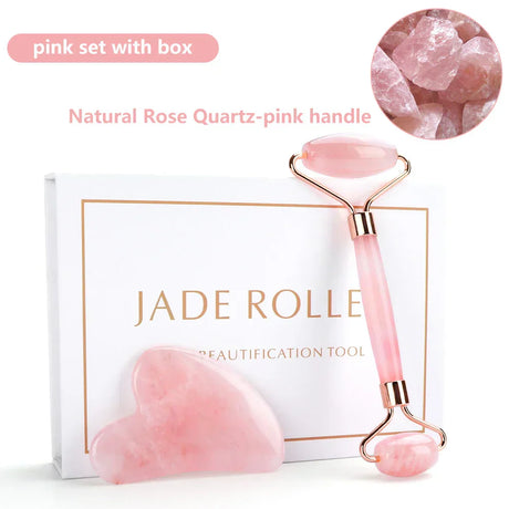 Natural Rose Quartz Jade Roller Gua Sha