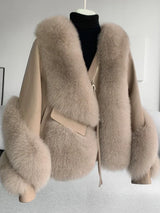 Oftbuy Real Fur Coat Winter Jacket Women Natural