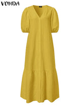 Vonda Women Shirt Dress Summer Sexy V