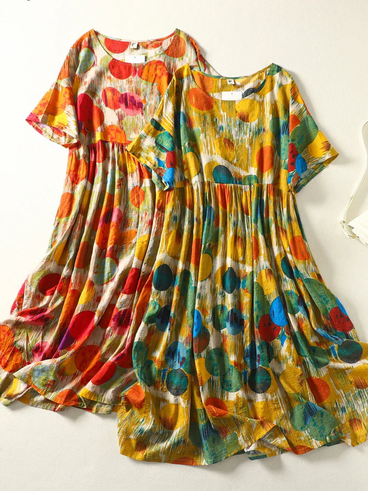 Polka Dot Summer Dress Women Cotton Ladies Dresses