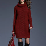 Women Casual Knitted Long Sleeve Winter Dresses Sweater