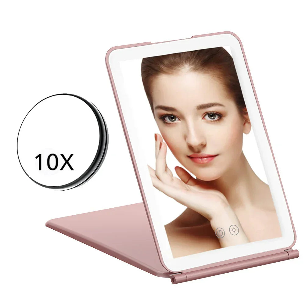 Portable Foldable Travel Makeup Mirror With Led Light