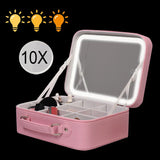 Portable LED Makeup Mirror & Travel Cosmetic Case in PU Leather